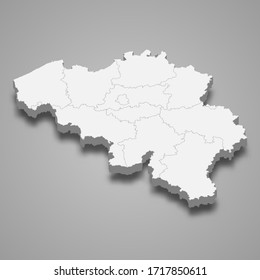 3d map of Belgium with borders of regions