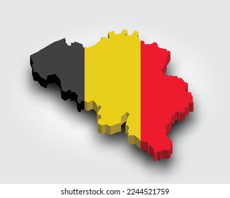 3d map of Belgium with flag