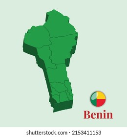3D Map of Benin, Vector Stock Photos Designs