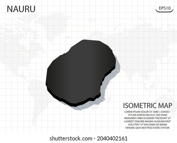 Mapa 3D negro de Nauru en el fondo del mapa del mundo .Vector concepto isométrico moderno de la ilustración de la tarjeta de saludo eps 10.
