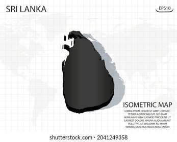 3D Karte schwarz von Sri Lanka auf Weltkarte Hintergrund .Vektor modernes isometrisches Konzept Grußkartengrafik eps10.