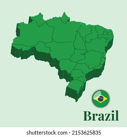 3D Map of Brazil, Vector illustration Stock Photos, Designs