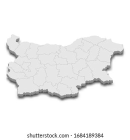 3d map of Bulgaria with borders of regions