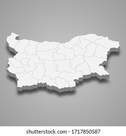 3d map of Bulgaria with borders of regions