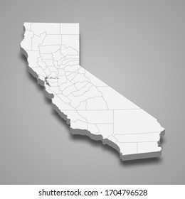 3d Map Of California Is A State Of United States