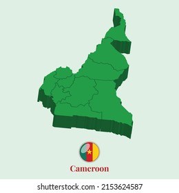 3D Map of Cameroon, Vector illustration Stock Photos, Designs