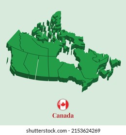 3D Map of Canada, Vector illustration Stock Photos, Designs