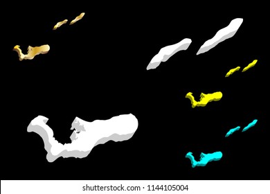 3D map of Cayman Islands - white, yellow, blue and gold - vector illustration
