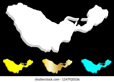 3D map of Ceuta (Spanish autonomous city) - white, yellow, blue and gold - vector illustration