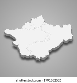 3d map of Cheshire is a ceremonial county of England, vector illustration
