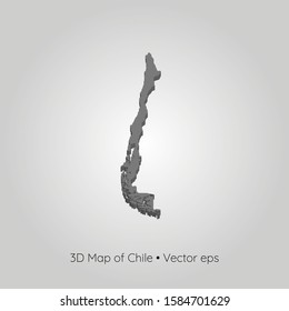3D map of Chile, vector eps