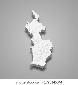 3d map of Choco is a department of Colombia, vector illustration