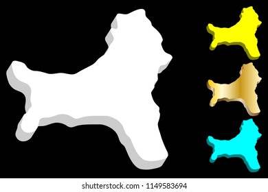 3D map of Christmas Island (Territory of Christmas Island, Australian external territory) - white, yellow, blue and gold - vector illustration