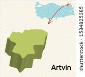 3D map of cities and locations in Turkey Artvin 