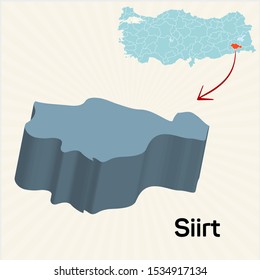 3D map of cities and locations in Turkey Siirt 