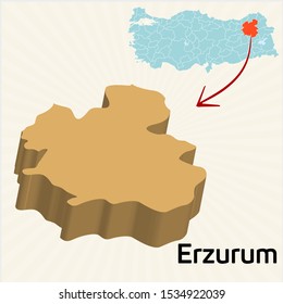 3D map of cities and locations in Turkey - Erzurum 