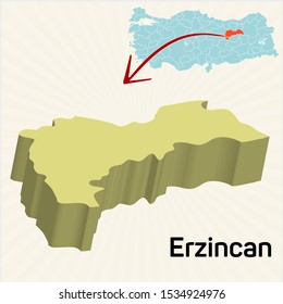 3D map of cities and locations in Turkey - Erzincan 