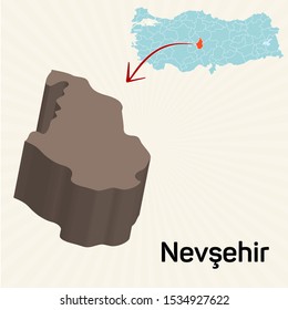 3D map of cities and locations in Turkey - Nevsehir 