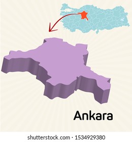 3D map of cities and locations in Turkey - Ankara 