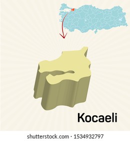 3D map of cities and locations in Turkey Kocaeli 
