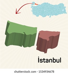3D map of cities and locations in Turkey - Istanbul