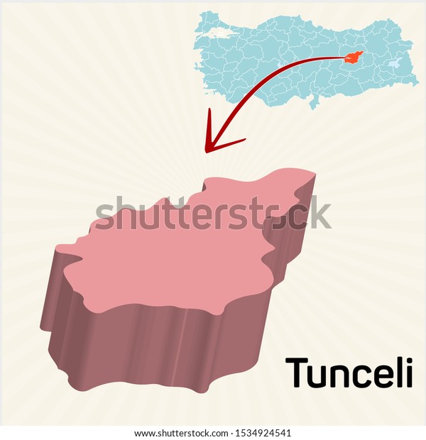 3d Map Cities Locations Turkey Tunceli Stock Vector (Royalty Free ...