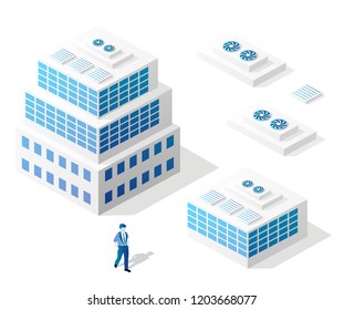 3d map of city on white design street town buildings modern urban house and skyscrapers. Vector isometric illustration of flat style for concept business background.