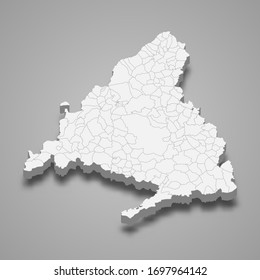 3d map of Community of Madrid is a region of Spain