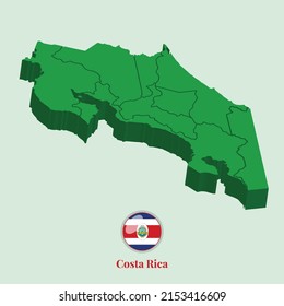 3D Map of Costa Rica, Vector Stock Photos Designs