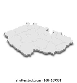 3d map of Czechia with borders of regions