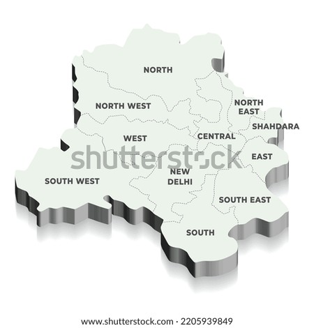 3d map of Delhi district wise, state of India