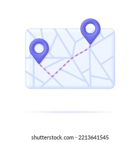 3D Map with delivery tracking illustration. Checking the location. Locator position point. GPS navigator pointer. Trendy and modern vector in 3d style.