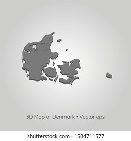 3D map of Denmark, vector eps