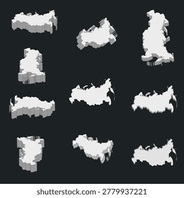 3D map dimension - continent Europe Russia
