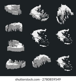 3D map dimension - continent Europe Greece
