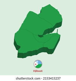 3D Map of Djibouti, Vector Stock Photos Designs