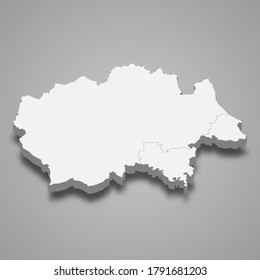 3d map of Durham is a ceremonial county of England, vector illustration