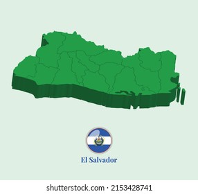 Mapa 3D de El Salvador, diseños de fotos de vectores