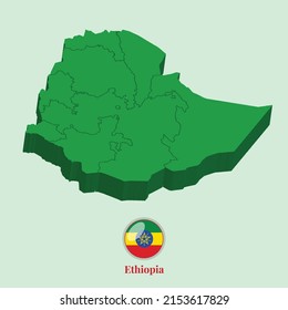 3D Map of Ethiopia, Vector illustration Stock Photos, Designs