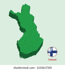 3D Map of Finland, Vector illustration Stock Photos, Designs