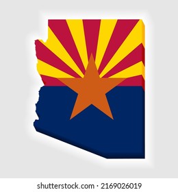 3D map and flag of Arizona. Detailed isometric silhouette. Vector illustration. Template for design.
