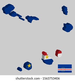 3D Map Flag of Cape Verde Vector