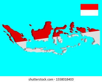 3D Map Flag Indonesia Vector illustration. Eps 10