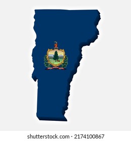 Mapa 3D y bandera de Vermont. Silhouette isométrica detallada. Ilustración vectorial. Plantilla para diseño e infografía.