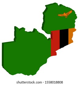 3D Map flag of Zambia vector illustration. Eps 10