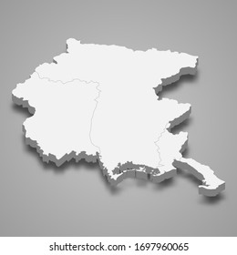 3d map of Friuli-Venezia Giulia is a region of Italy