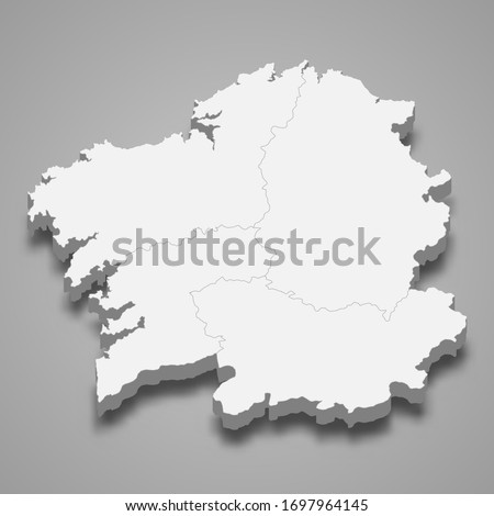 3d map of Galicia is a region of Spain