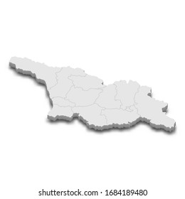 3d map of Georgia with borders of regions