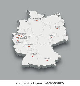 3d map of Germany with soccer tournament 2024 host cities