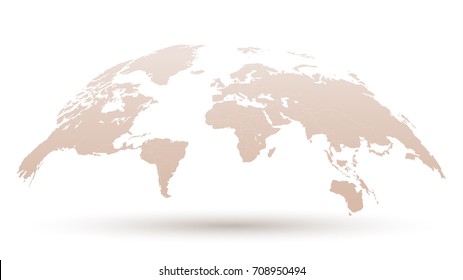 3D Map of Globe in Terracotta Color. New Trendy Style. Vector Illustration